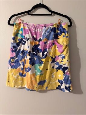Tribal Yellow Multi-Color Floral Print Skort